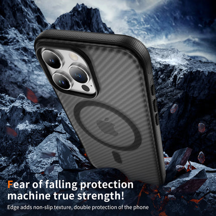 Carbon Fiber Frosted MagSafe Case for iPhone 17/16/15/14/13/12 Pro Max Clear Shockproof Cover