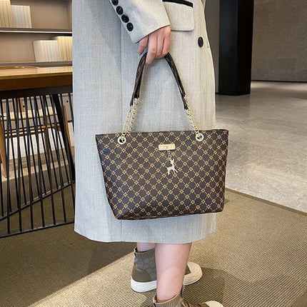Women Autumn Winter Shoulder Bag Large Capacity Tote Handbag Presbyopic Style