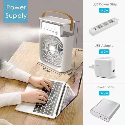 CoolGlow 3 in 1 Mini Air Cooler Fan with Humidifier & LED Night Light