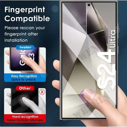 Samsung Galaxy S22 Ultra Plus FE tempered glass screen protector, 3-pack by OKEYWOW, showing clear, shatter-resistant protection for screens.