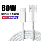TurboBraided 60W USB C Cable for iPhone 17 16 15 Pro Max Air Plus Fast Charge Type C Data Cable