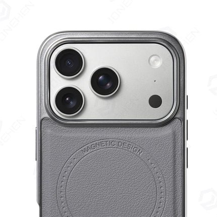 Business PU Leather MagSafe Case for iPhone 17/16/15/14/13 Pro Max Plated Frame Retro Shockproof Cover