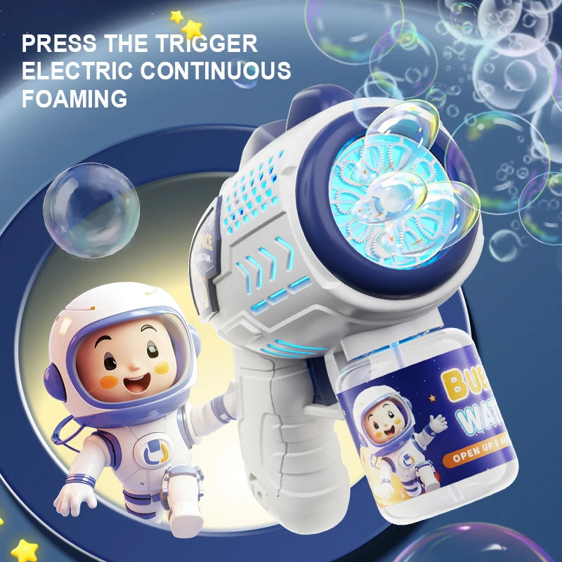 Astronaut Electric Bubble Gun: Kids' Toy Bubble Machine with Light, Automatic Soap Blower for Summer Outdoor Party Games - Children's Gift