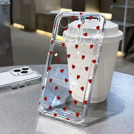 Pink heart-shaped TPU shockproof iPhone case by OKEYWOW for iPhone 12, 11, XR, XS, SE, 13, 14, 15, 16, 17 Pro Max
