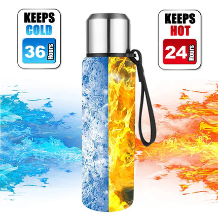 OkeyWOW UPORS stainless steel thermos flask in large capacity, vacuum insulated tumbler with a sleek design and spill-proof lid