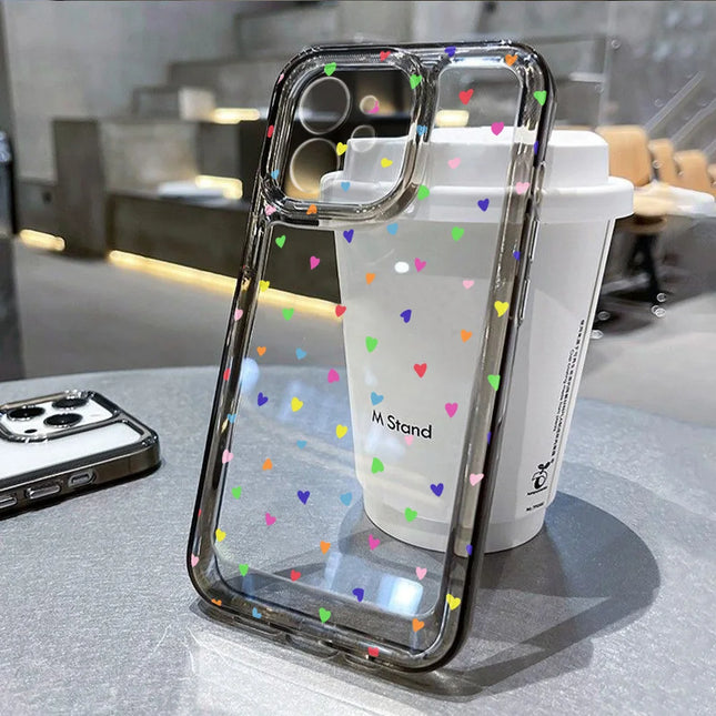 Clear heart iPhone case for models 11 to 15 from OKEYWOW, shockproof soft cover with heart design, fits Pro Max, XR, XS, SE, 12, 13, 14.