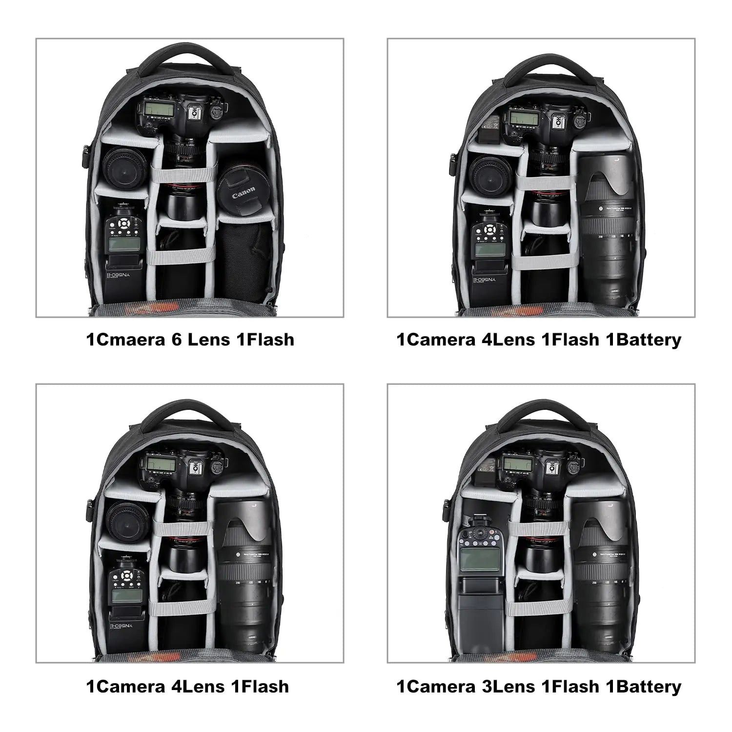 Waterproof Camera Backpack - DSLR/SLR Photography Bag with Tripod Holder & Removable Padded Insert for Canon/Nikon/Fuji/Sony