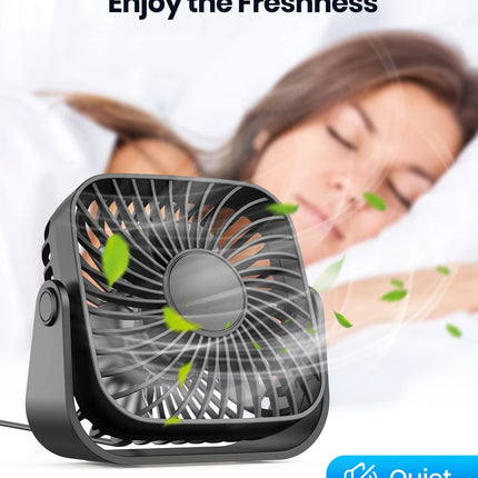 TOPK 4 Inch USB Portable Desk Fan 3 Speed Quiet Cooling Fan