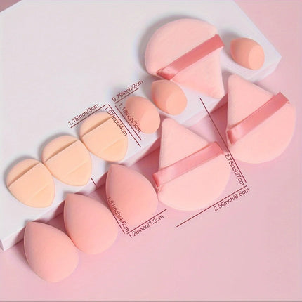 Velvet Cloud 12 Piece Makeup Sponge Set Powder Puffs Mini Cushion Eggs Beauty Blenders