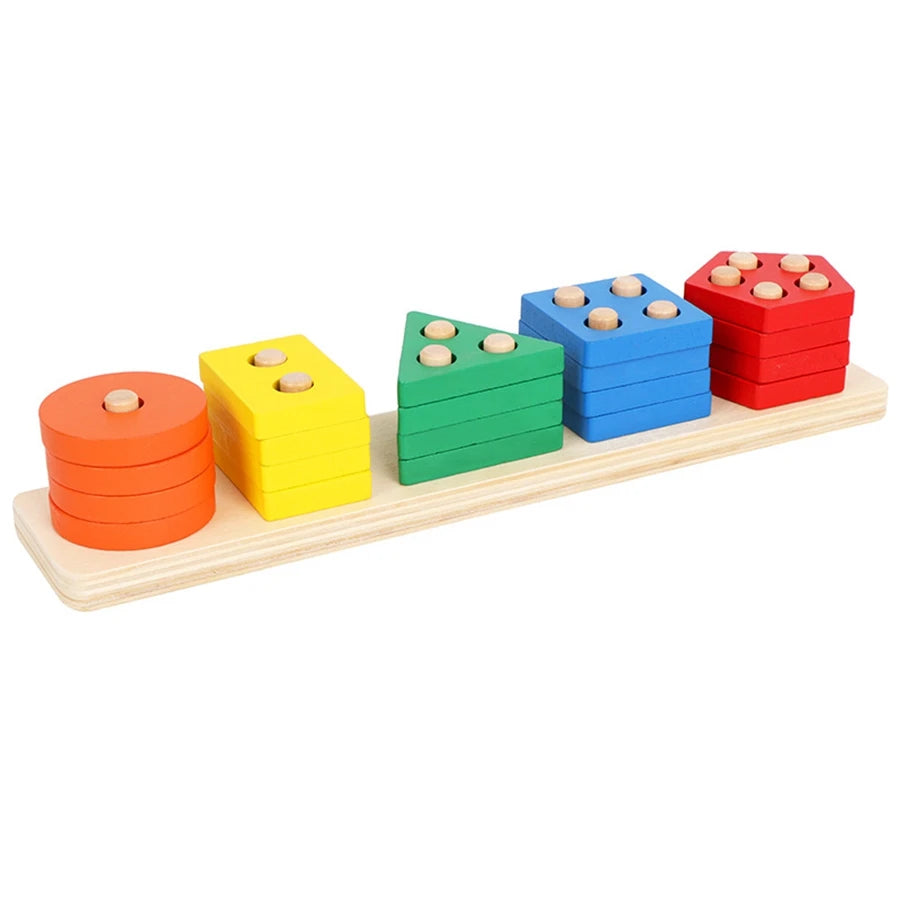 Montessori Wooden Sorting Stacking Puzzle Toy: Promoting Fine Motor Skills for Toddlers and Kids, Ideal for 1-Year-Olds