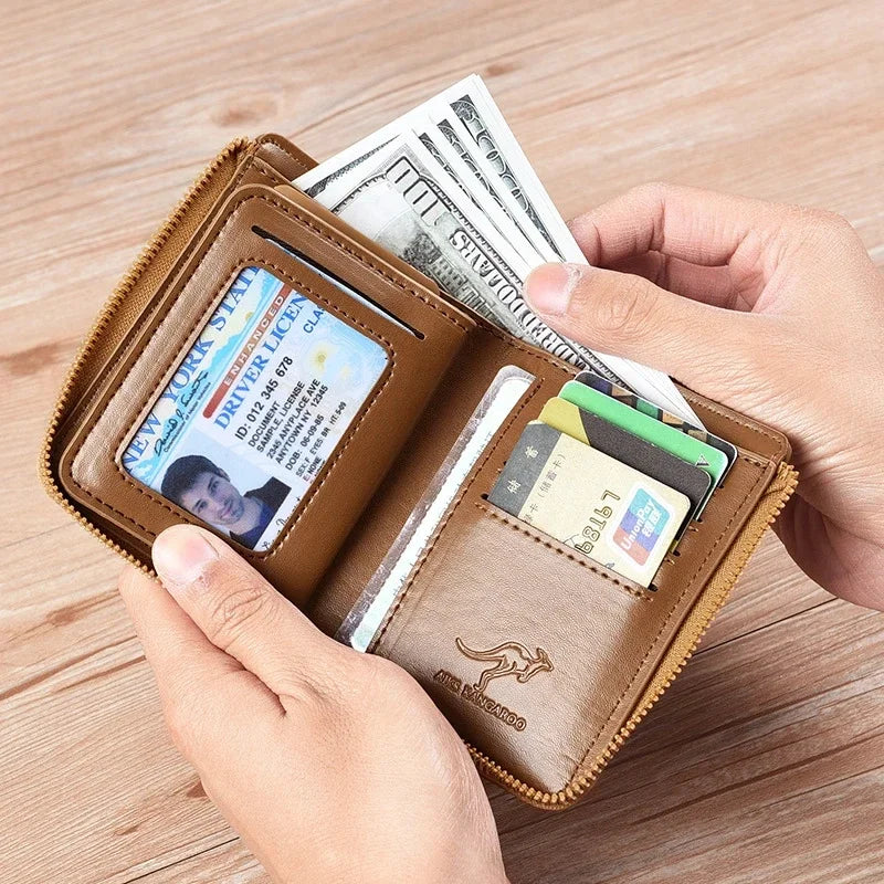 ANTI RFID Blocking Protection for Men High Quality Wallet Zipper Business Card Holder Purse Luxury Wallets Carteira Masculina