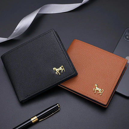 Men's horizontal multi-functional zipper wallet by OKEYWOW showing credit card slots, coin pocket, and sleek design.