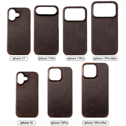 OKEYWOW MagSafe Retro leather case for iPhone 15/16/17 series with pull-up back cover and magnetic close, genuine leather finish.