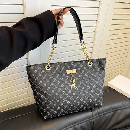 Women Autumn Winter Shoulder Bag Large Capacity Tote Handbag Presbyopic Style