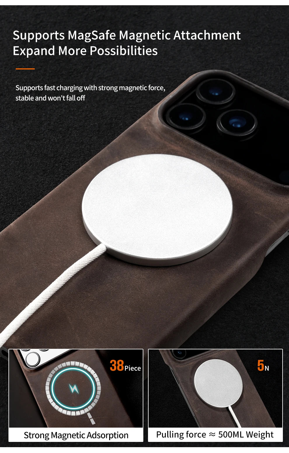 MagSafe Retro Luxury Genuine Pull-Up Leather Case for iPhone 15/16/17 Series (Pro/Pro Max/17 Air) – Magnetic Back Cover