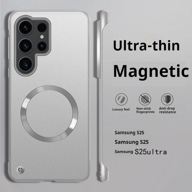 Samsung Ultra Thin Magnetic PC Shockproof Cooling Cover for S22/S23/S24/S25 Ultra Plus, shown in sleek black with magnetic edges