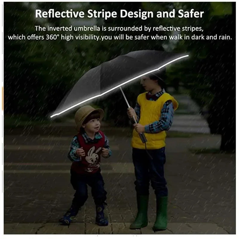 Fully Automatic Reverse Folding Umbrella: Windproof with Reflective Stripe, UV protection. Stay protected in style with this innovative umbrella.