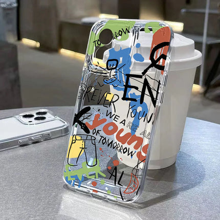 Transparent shockproof silicone iPhone case with cute cat ear design for iPhone 11 to 17 Pro Max by OKEYWOW.