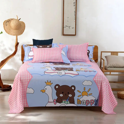 OKEYWOW polyester cotton flat bed sheet in queen size with smooth, soft fabric and classic design for single, queen, or king beds