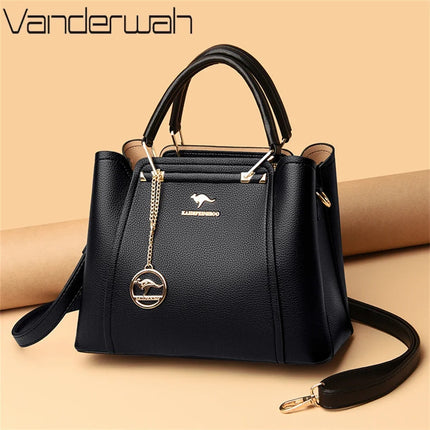 Women Leather Crossbody Bag 3-Layer Large Capacity Shoulder Tote Designer Messenger Bag