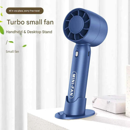 Turbo Handheld USB Mini Fan with Desktop Stand & Long Battery