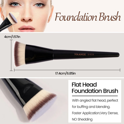 Velora Beauty 3pcs Makeup Brush Set Angled Flat Head Foundation Brush Soft Bristles with Box