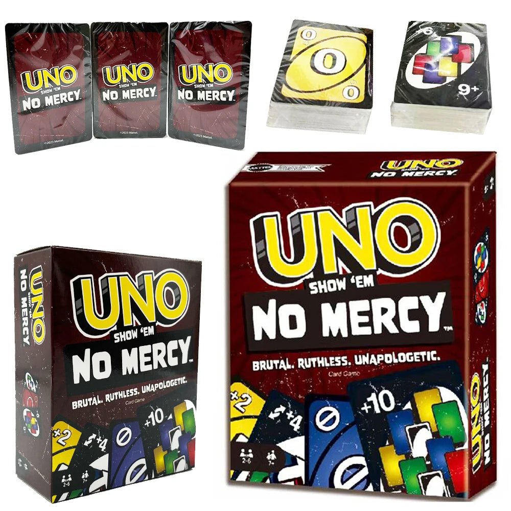 UNO NO MERCY: Matching Card Game with Pokemon, Dragon Ball Z Themes - Multiplayer Family Party Boardgame for Funny Friends Entertainment Poker