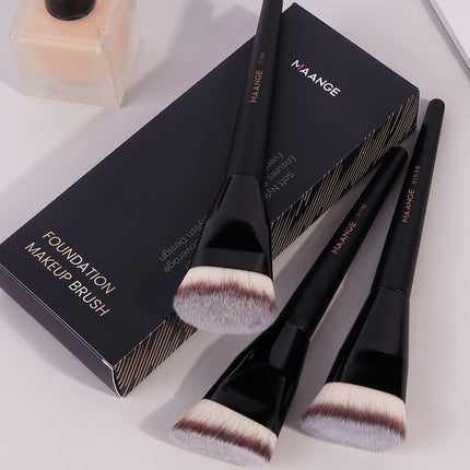 Velora Beauty 3pcs Makeup Brush Set Angled Flat Head Foundation Brush Soft Bristles with Box