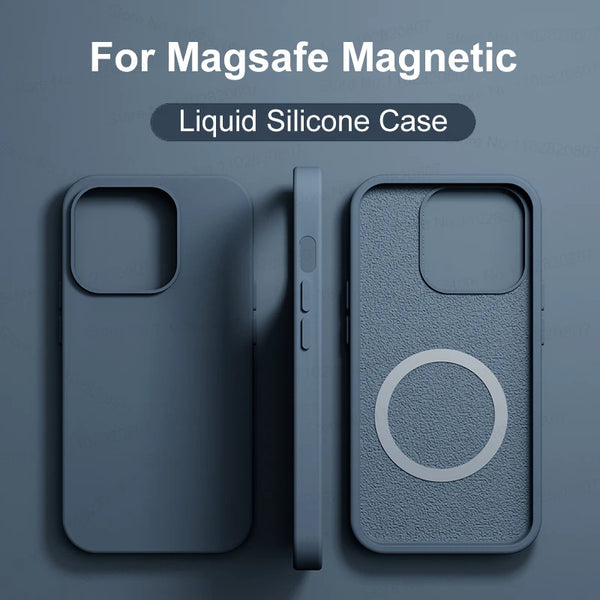 Liquid Silicone Magnetic Cases for iPhone 15, 14, 13, 12 Pro Max Plus: Compatible with MagSafe, Wireless Charging Cover - Essential Phone Accessories