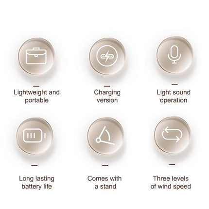 Portable Mini Handheld Fan USB Rechargeable 3-Speed High Power