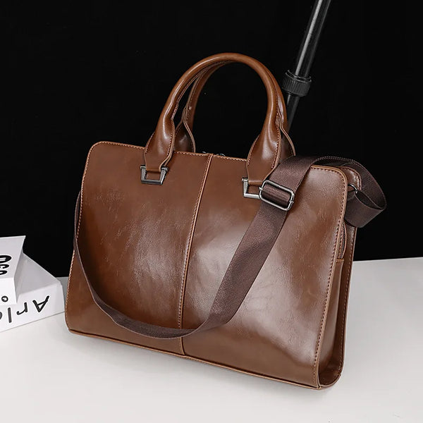 Men's Bag Luxury Business Office Laptop Bags PU Leather Men Briefcase Large Capacity Man Handbag Salesman WorkCrossbody Bag