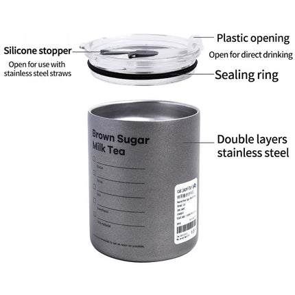ThermoSip 600ml Stainless Steel Travel Mug Straw Leakproof Insulated Drink Bottle