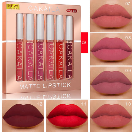 Velora Beauty 6pcs Lip Gloss Set Liquid Matte Velvet Waterproof Long Lasting Lipstick
