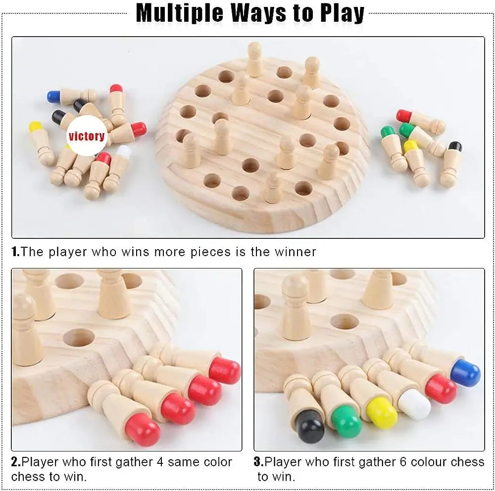 Wooden Memory Match Stick Chess Game: Montessori Educational Toy Enhancing Cognitive Abilities and Learning for Children