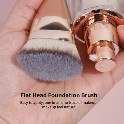 Velora Beauty 4pcs Makeup Brush Set Flat Top Foundation Angled Contour Dense Bristles