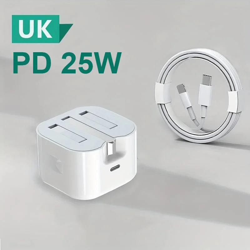 UK USB-C Charger For iPhone QC3.0 Quick Charge PD 25W Type C Fast Charging Travel Wall Charger Power Adapter