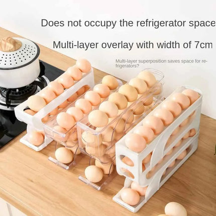 3/4 Tier Automatic Egg Roller Storage Rack Large Capacity Organizer