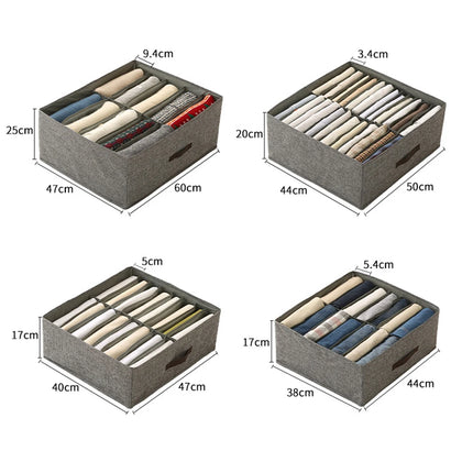 OKEYWOW clothes organizer storage box with compartments for pants, sweaters, and T-shirts in a wardrobe drawer.