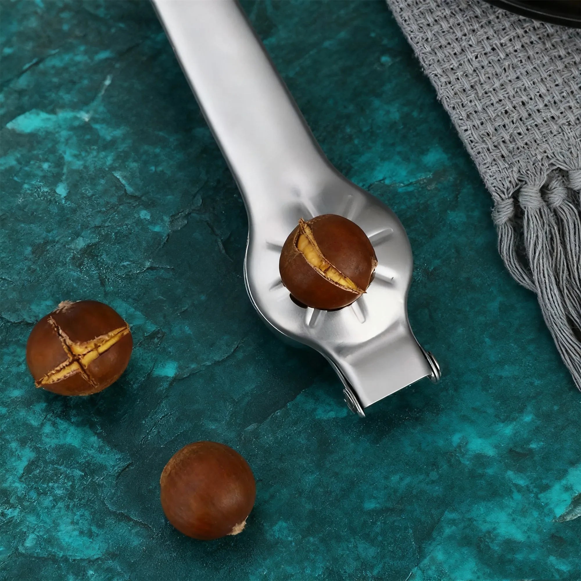 High - Quality Stainless Steel Two - in - One Chestnut Machine Kitchen Tool with Dry Bottle Opener Sheath and Cutter Function