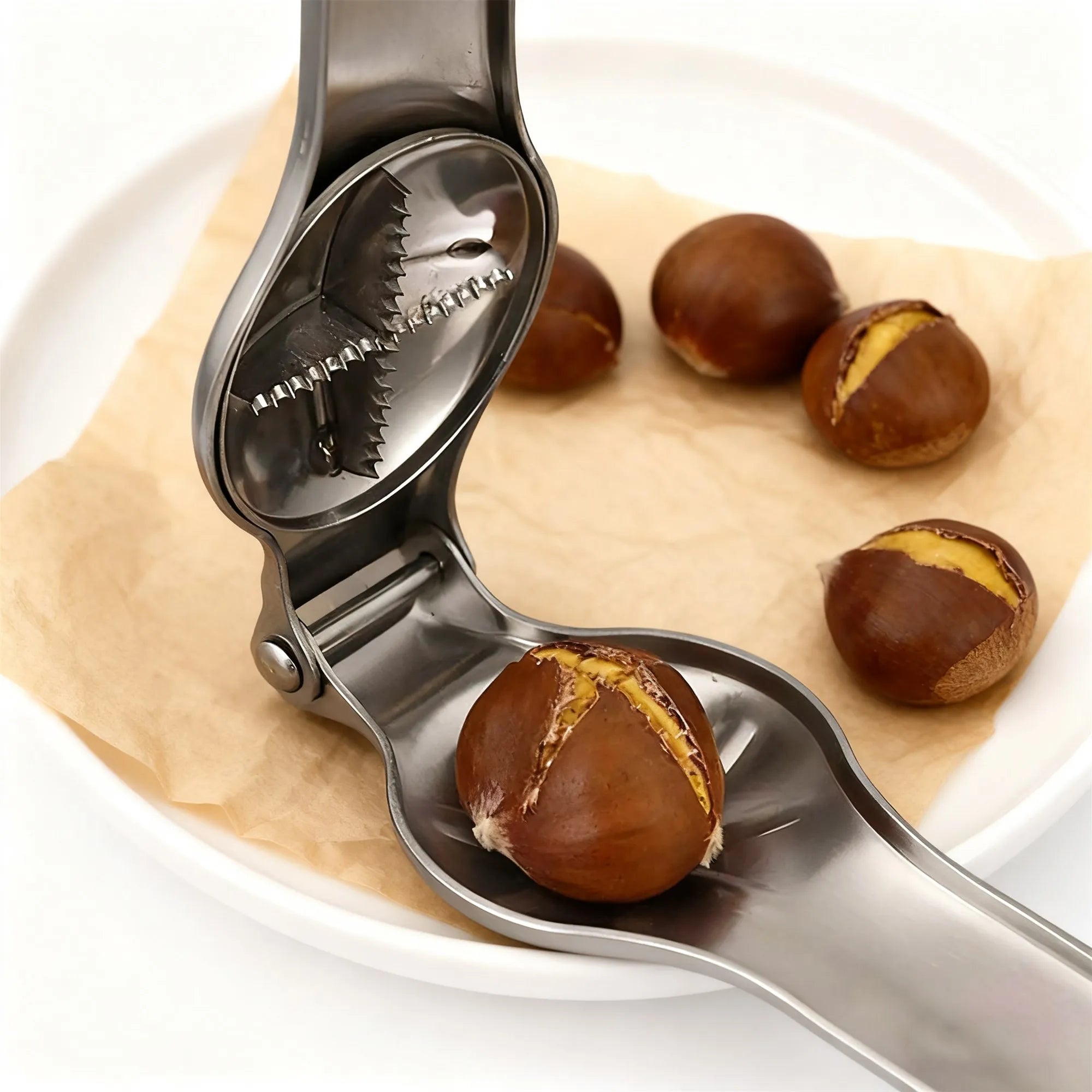 High - Quality Stainless Steel Two - in - One Chestnut Machine Kitchen Tool with Dry Bottle Opener Sheath and Cutter Function