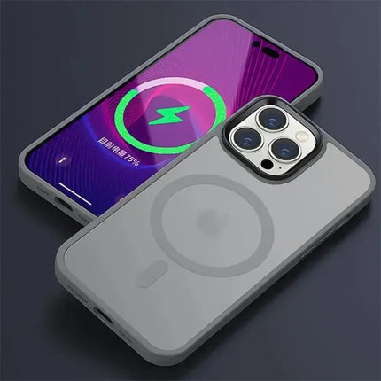 OKEYWOW MagSafe matte iPhone case for 12/13/14/15 Pro Max, shockproof design with wireless charging compatibility.