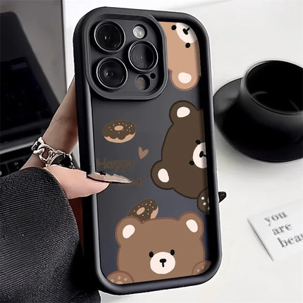 Silicone shockproof iPhone cartoon bear case by OKEYWOW for models 11 to 13, featuring a soft, colorful bear design.