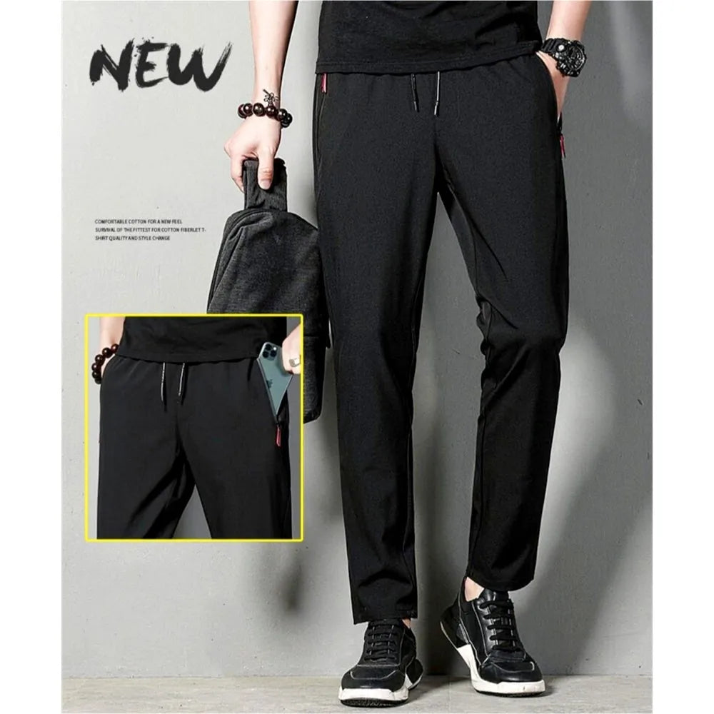 Men's Casual Pants Business Stretch Slim Fit Elastic Waist Jogger Korean Classic Blue Black Gray Male Brand Trousers