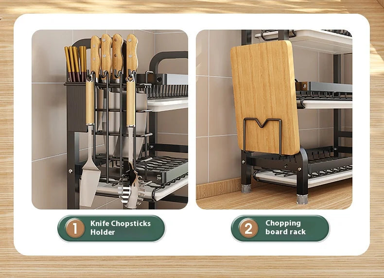 Kitchen storage rack, bowl and dish storage rack, drain rack, household multifunctional bowl and chopstick rack storage box
