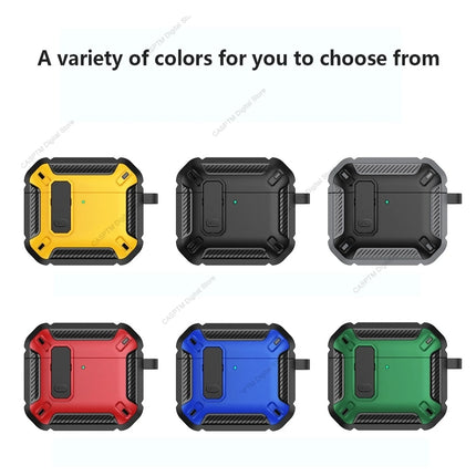 OKEYWOW AirPods 4 security lock case with TPU and PC protective cover and hook for 4th generation wireless earbuds.
