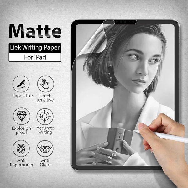 iPad-Like Paper Film Screen Protector for iPad Pro 12.9, 11 (6th 2022), Air 4, 5, 3, Mini 6, 9th, 10th Generation, 10.2, 9.7: Matte Finish for a Natural Writing Experience