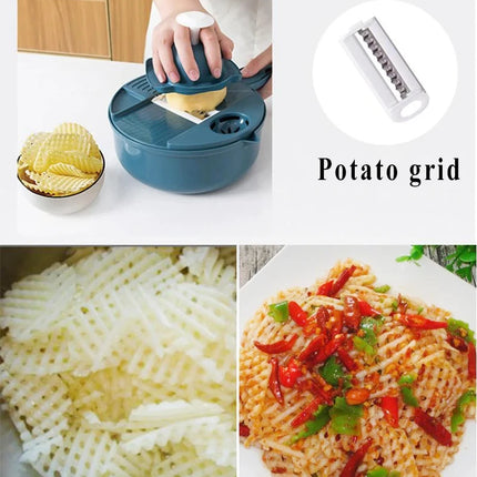 PrepEase 9-in-1 Multi Vegetable Chopper & Mandoline Slicer