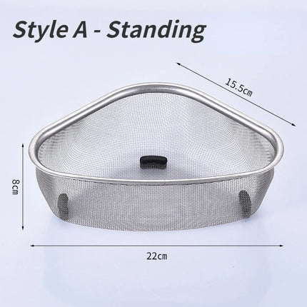 TriDrain Sink Basket Stainless Steel Corner Strainer Kitchen Storage Rack