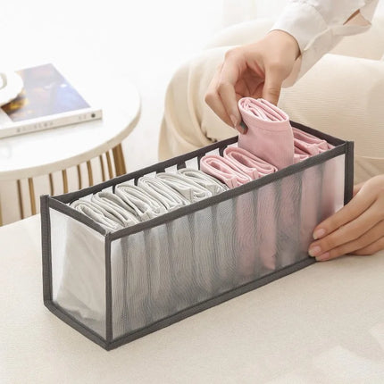 OKEYWOW clothes organizer storage box for jeans, underwear, bras, and socks, with wardrobe divider for neat closet organization.