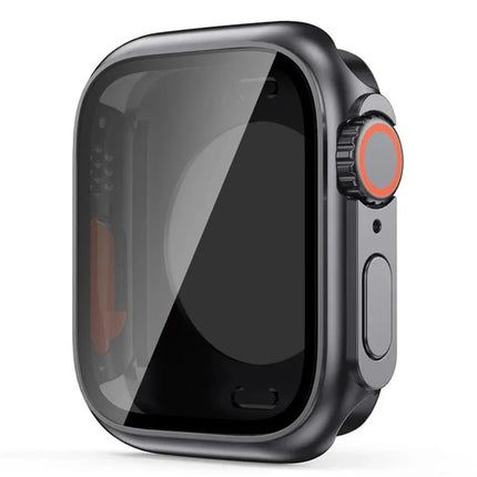OKEYWOW Apple Watch screen protector case and bumper for Series 9 to 4, 40mm to 45mm, in ultra look with clear PC material.
